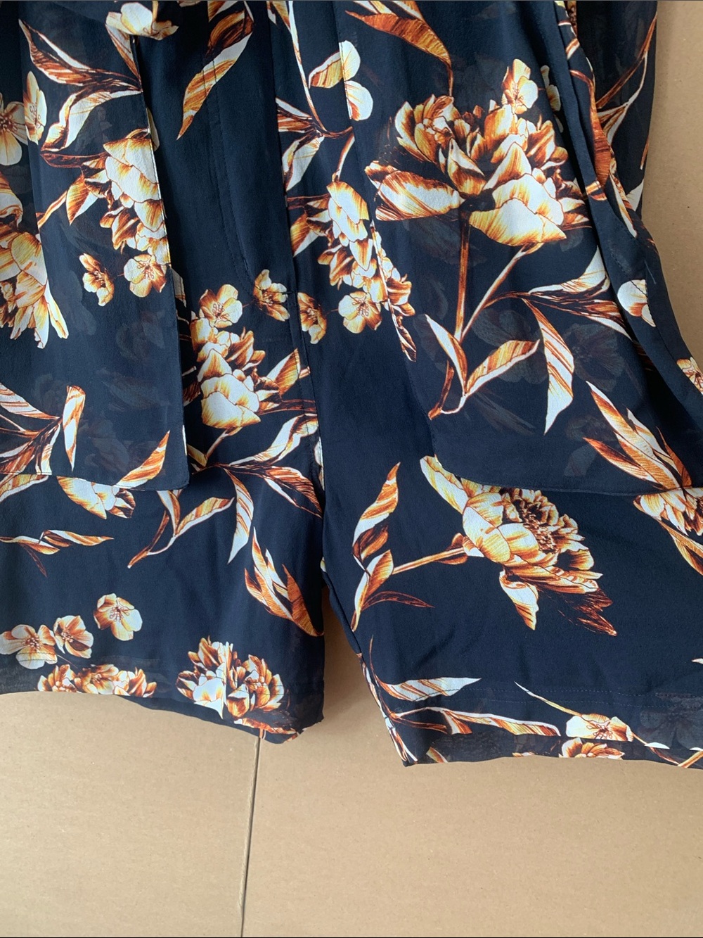 H&M Deep Navy Floral Tie-Waist Long Sleeve Overalls - Picture 5 of 9